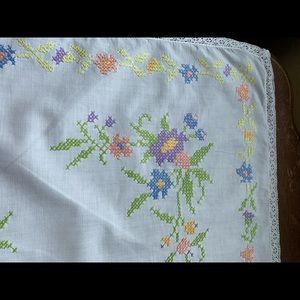 Vintage European Hand Embroidered Tablecloth